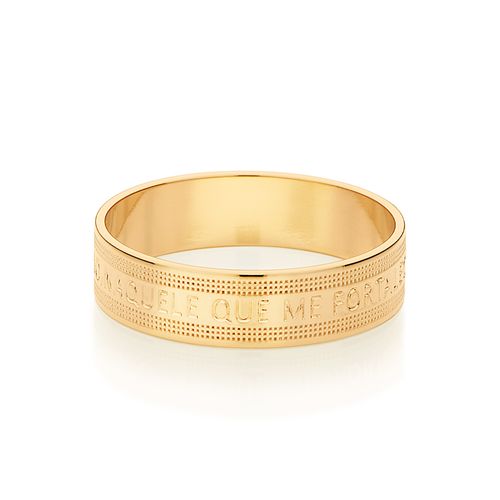 ALIANÇA TUDO POSSO NAQUELE QUE ME FORTALECE BANHADA A OURO 18K