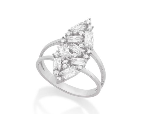 ANEL BANHADO A RHODIUM COM ZIRCÔNIAS