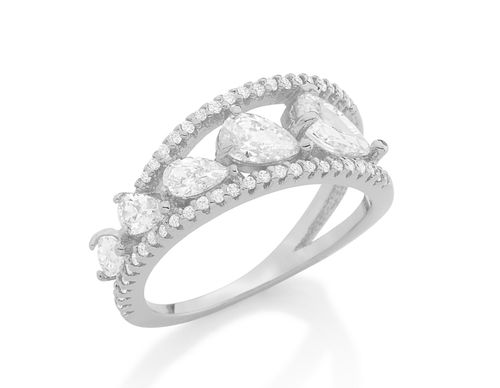 ANEL BANHADO A RHODIUM COM ZIRCÔNIAS