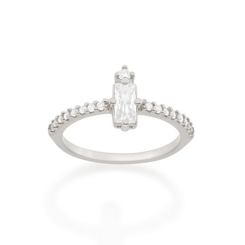 ANEL SNINNY RING BANHADO A RHODIUM COM ZIRCÔNIAS