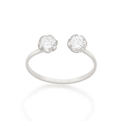 ANEL AJUSTÁVEL BANHADO A RHODIUM COM ZIRCÔNIAS