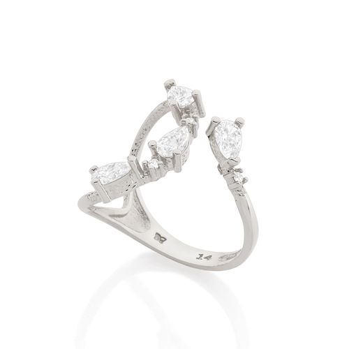 ANEL AJUSTÁVEL BANHADO A RHODIUM COM ZIRCÔNIAS