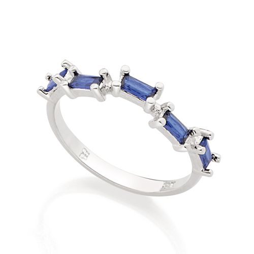 ANEL BANHADO A RHODIUM COM ZIRCÔNIAS RETANGULARES