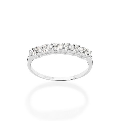 MEIA ALIANÇA DE PRATA MACIÇA 925 COM ZIRCÔNIAS