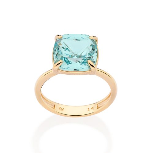 ANEL SOLITÁRIO BANHADO A OURO 18K COM CRISTAL