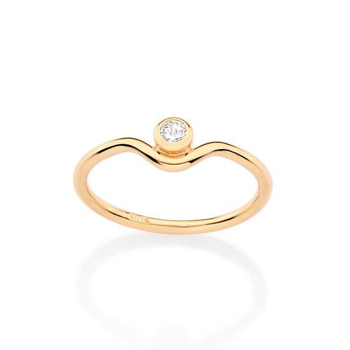 ANEL SOLITÁRIO BANHADO A OURO 18K COM ZIRCÔNIA