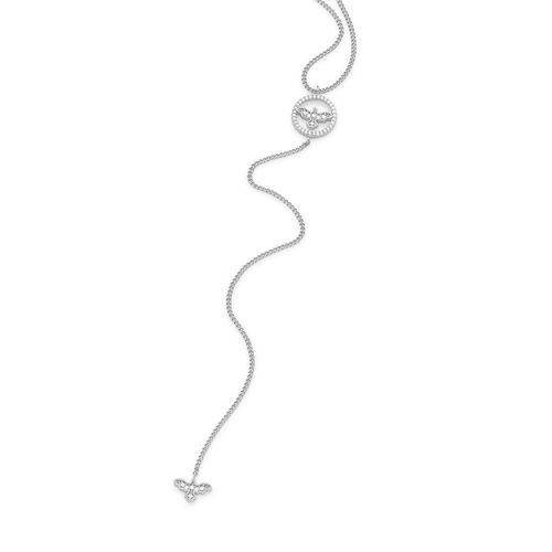 GARGANTILHA GRAVATA BANHADA A RHODIUM COM 2 PINGENTES ESPÍRITO SANTO