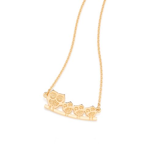 GARGANTILHA BANHADA A OURO 18K COM 4 CORUJAS
