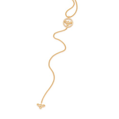 GARGANTILHA GRAVATA BANHADA A OURO 18K ESPÍRITO SANTO COM ZIRCÔNIAS