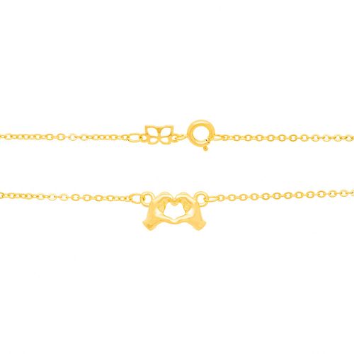 GARGANTILHA BANHADA A OURO 18K COM PINGENTE DE MÃOS FORMANDO UM CORAÇÃO