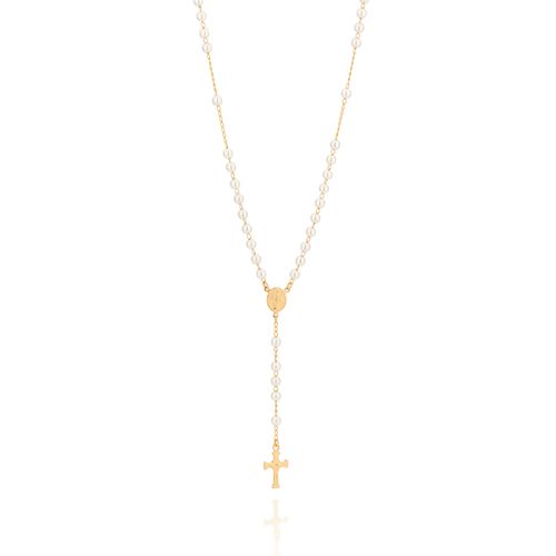 TERÇO NOSSA SENHORA DAS GRAÇAS BANHADO A OURO 18K