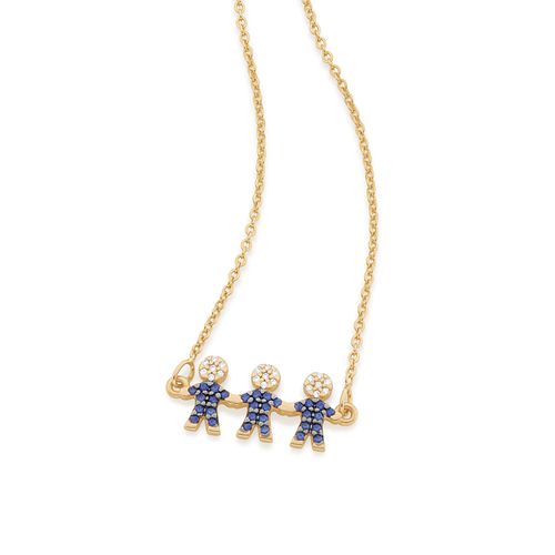 GARGANTILHA BANHADA A OURO 18K FORMADA POR TRÊS FILHOS COM RHODIUM NEGRO