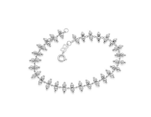 PULSEIRA BANHADA A RHODIUM COM BOLAS TRABALHADAS E LISAS