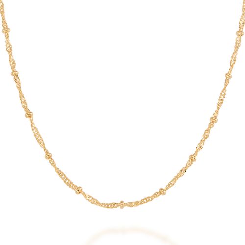 GARGANTILHA BANHADA A OURO 18K FIO SINGAPURA COM BOLINHAS
