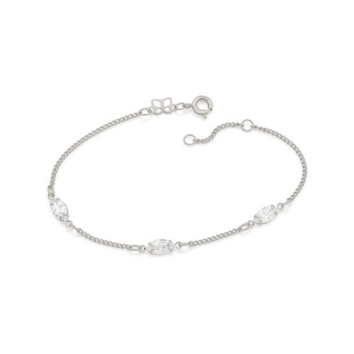 PULSEIRA BANHADA A RHODIUM COM ZIRCÔNIAS NAVETES
