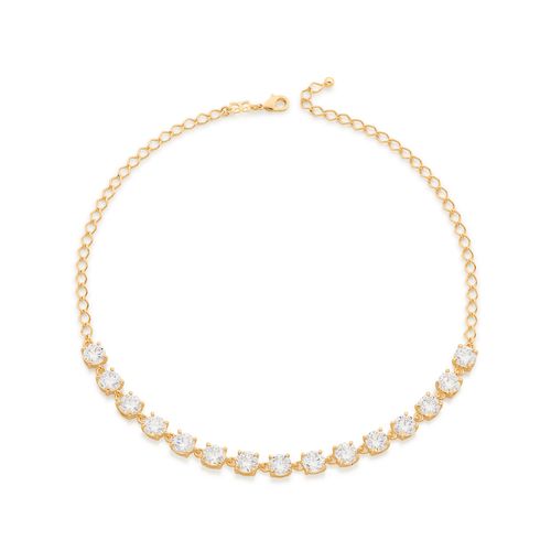 CHOKER BANHADA A OURO 18K COM ZIRCÔNIAS REDONDAS