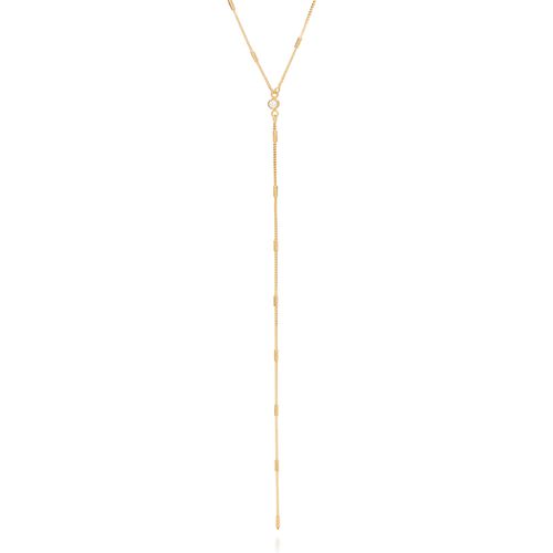 GARGANTILHA GRAVATA BANHADA A OURO 18K COM ZIRCÔNIA