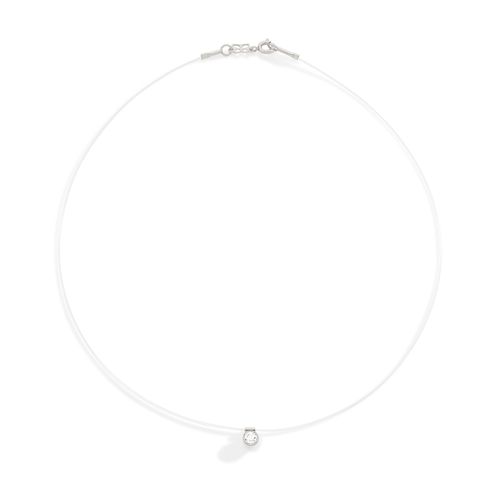 GARGANTILHA DE NYLON COM CRISTAL BANHADO A RHODIUM