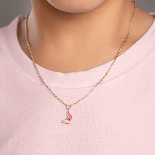 GARGANTILHA INFANTIL BORBOLETA BANHADA A OURO 18K