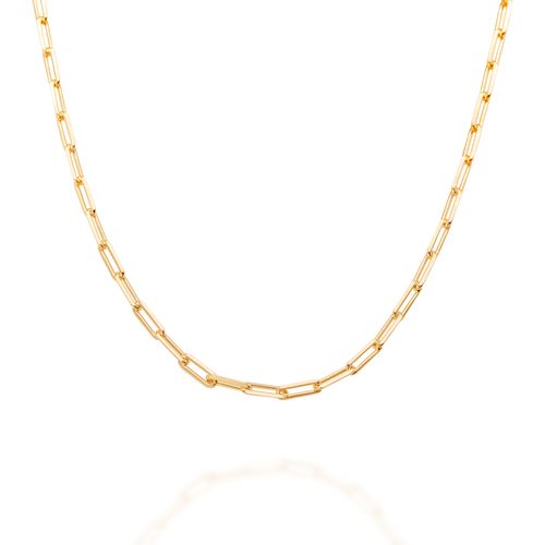 CORDÃO ELOS CADEADOS BANHADO A OURO 18K