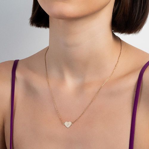 GARGANTILHA CORAÇÃO COM LETRA BANHADA A OURO 18K-LETRA P