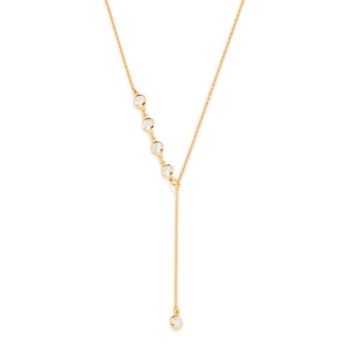 GARGANTILHA GRAVATA AJUSTÁVEL BANHADA A OURO 18K COM ZIRCÔNIAS