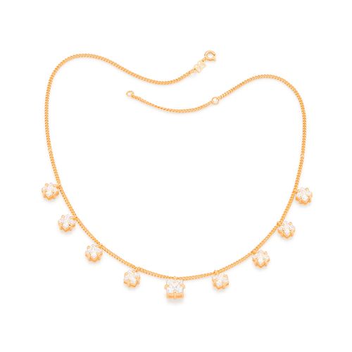 GARGANTILHA BANHADA A OURO 18K FIO PORTUGUÊS  COM ZIRCÔNIAS CARRE