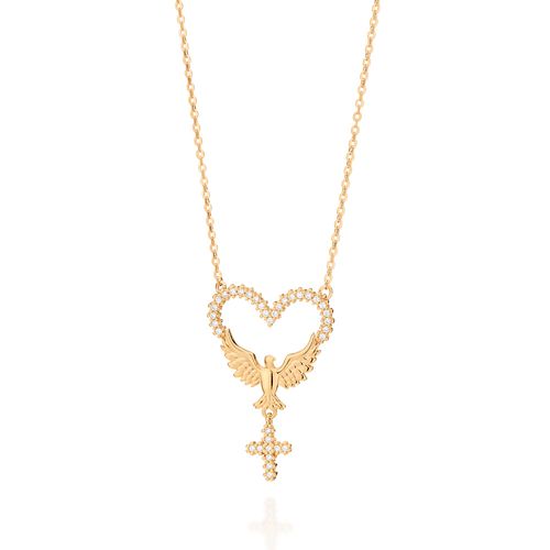 GARGANTILHA ESPÍRITO SANTO BANHADA A OURO 18K COM ZIRCÔNIAS