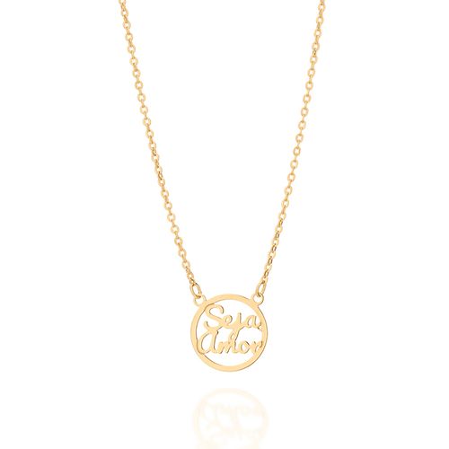 GARGANTILHA SEJA AMOR BANHADA A OURO 18K