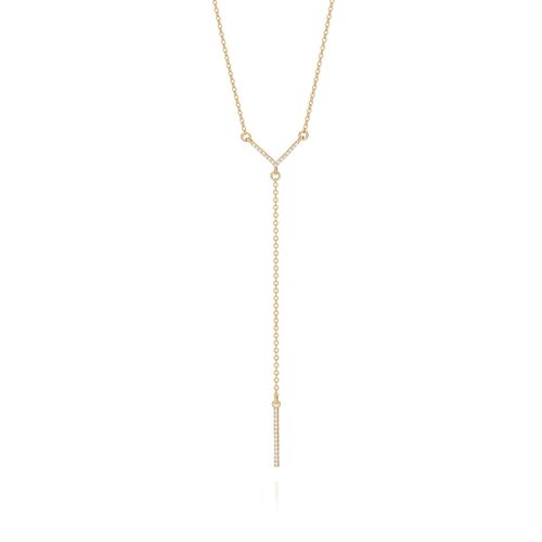 GARGANTILHA GRAVATA BANHADA A OURO 18K COM ZIRCÔNIAS