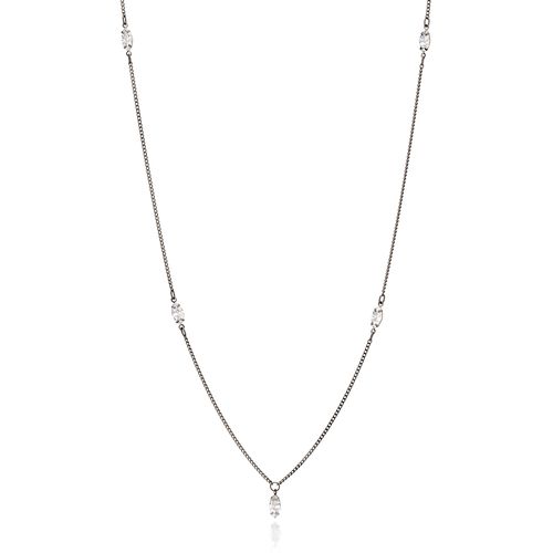 GARGANTILHA BANHADA A RHODIUM NEGRO COM ZIRCÔNIAS NAVETES