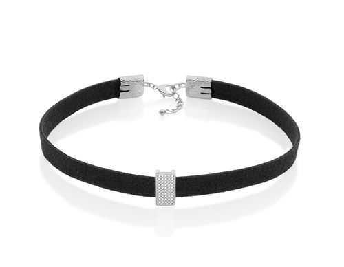 CHOKER BANHADO A RHODIUM COM ZIRCÔNIAS