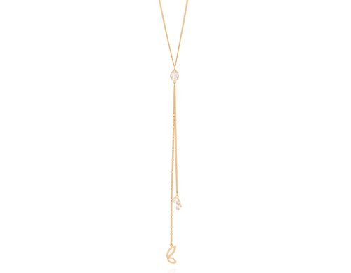 GARGANTILHA GRAVATA BANHADA A OURO 18K COM ZIRCÔNIAS