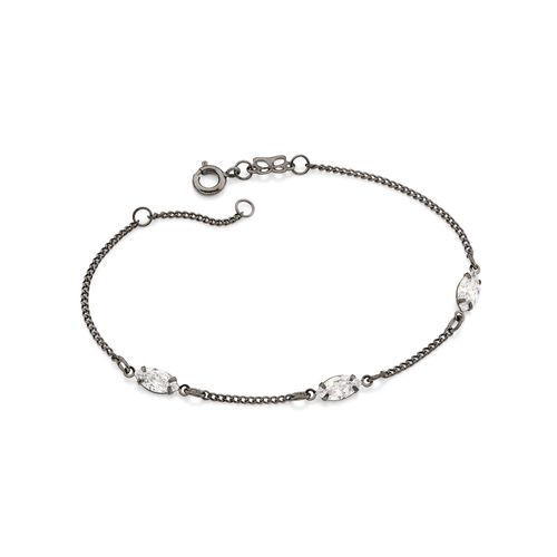PULSEIRA BANHADA A RHODIUM NEGRO COM ZIRCÔNIAS NAVETES