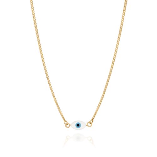 GARGANTILHA COM PINGENTE OLHO GREGO BANHADO A OURO 18K