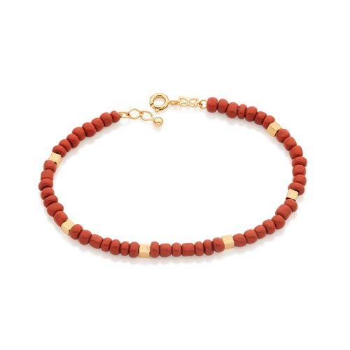 PULSEIRA MIÇANGAS TERRACOTA BANHADA A OURO 18K