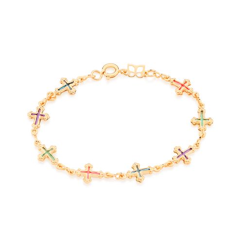 PULSEIRA BANHADA A OURO 18K FORMADA POR FIO DE CRUZES