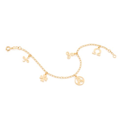 PULSEIRA BANHADA A OURO 18K SIMBOLOS DIVERSOS