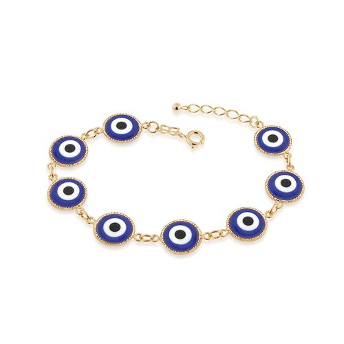 PULSEIRA OLHO GREGO BANHADA A OURO 18K