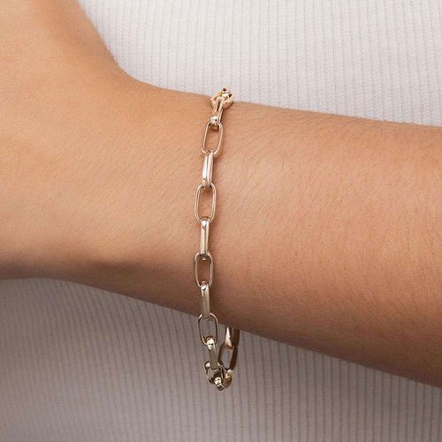 PULSEIRA ELOS CADEADO ABAULADOS BANHADA A OURO 18K