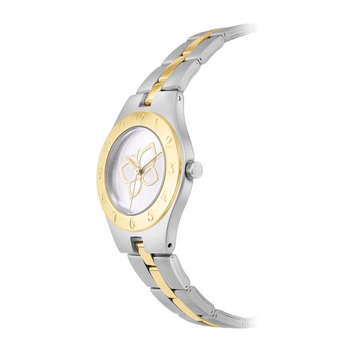 RELÓGIO ANALÓGICO SOCIAL MISTO PRATA COM DOURADO