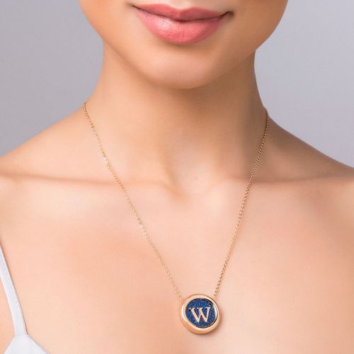 GARGANTILHA LETRA BANHADA A OURO 18K COM CRISTAL -LETRA W