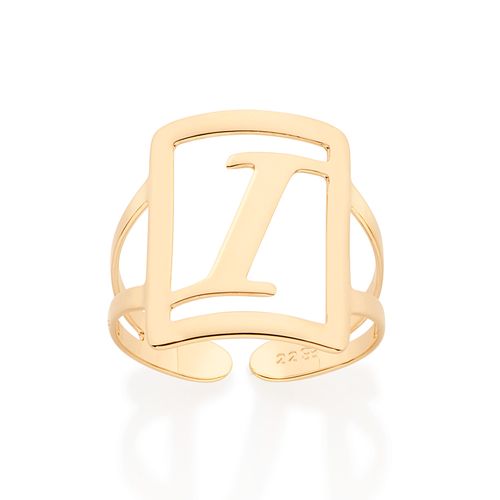 MAXI ANEL LETRA AJUSTÁVEL BANHADO A OURO 18K-LETRA I