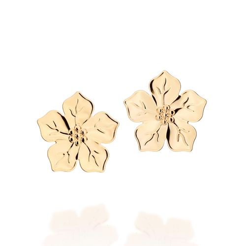 BRINCO BOTÃO FLOR BANHADO A OURO 18K