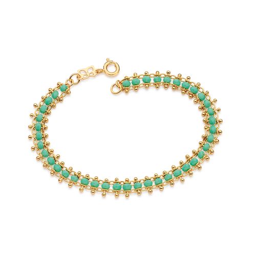 PULSEIRA BANHADA A OURO 18K COM CRISTAIS E ESFERAS