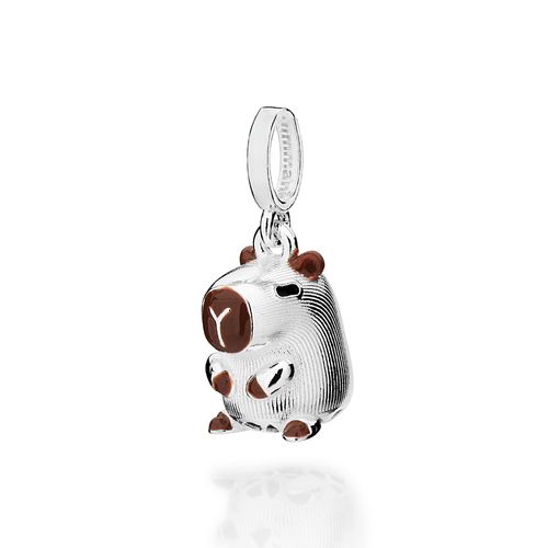 PINGENTE CAPIVARA DE PRATA MACIÇA 925 COM APLICAÇÃO DE RESINA