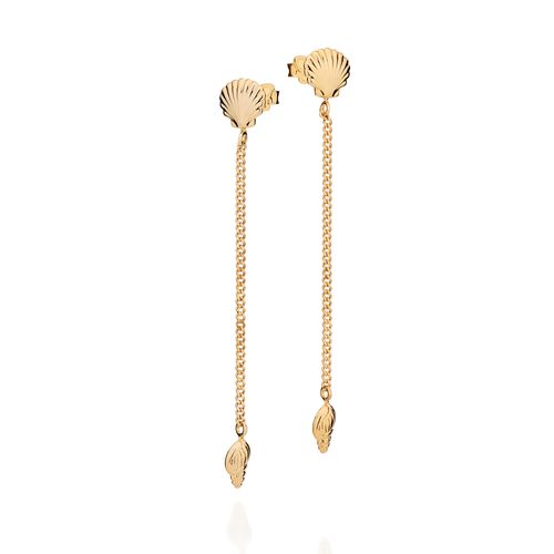 BRINCO CONCHAS PÊNDULO BANHADO A OURO 18K