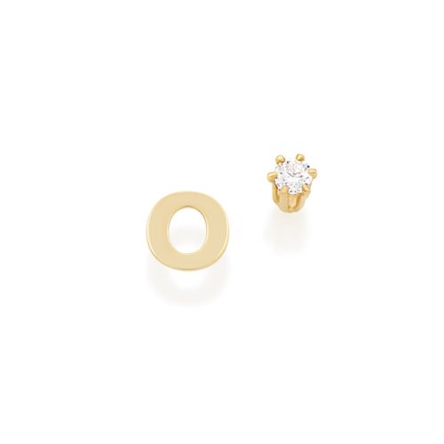 BRINCO BANHADO A OURO 18K COM ZIRCÔNIA-LETRA O
