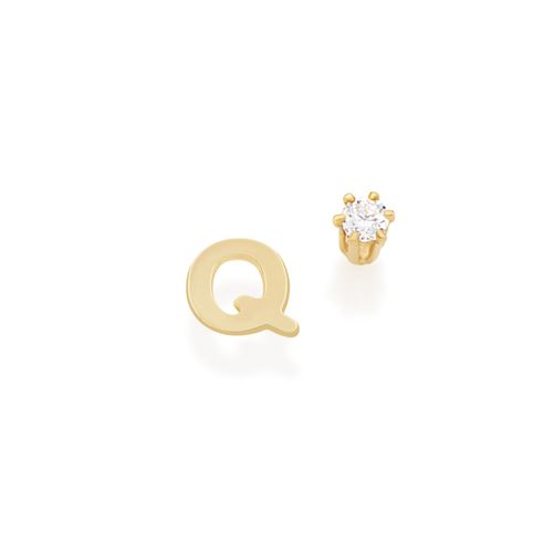 BRINCO BANHADO A OURO 18K COM ZIRCÔNIA-LETRA Q