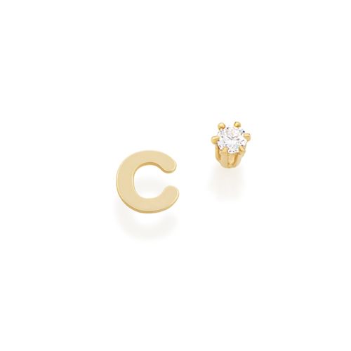 BRINCO BANHADO A OURO 18K COM ZIRCÔNIA-LETRA V